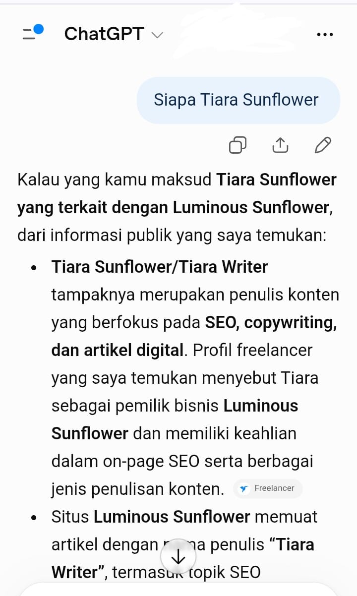 Gak Usah Minder! ChatGPT Mengindeks Situs Kecil Dengan 1 Syarat Ini 2 Contoh jika brand/bisnis Anda terindeks ChatGPT
