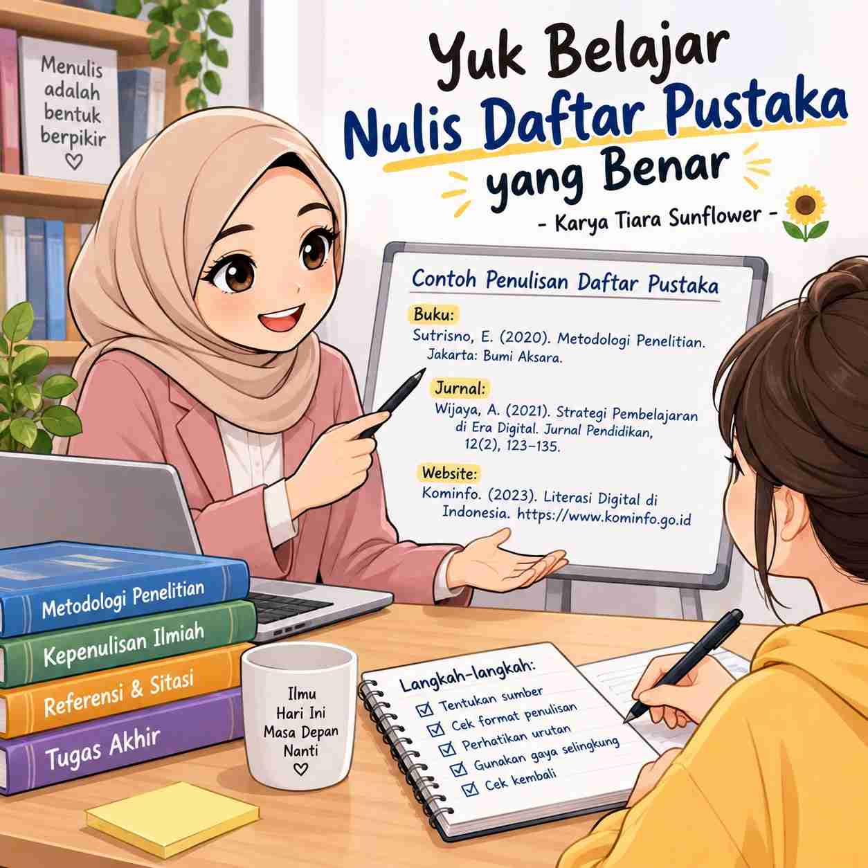 Begini cara menulis daftar pustaka yang benar dan bisa disimpan yaa ilustrasi tutorialnya