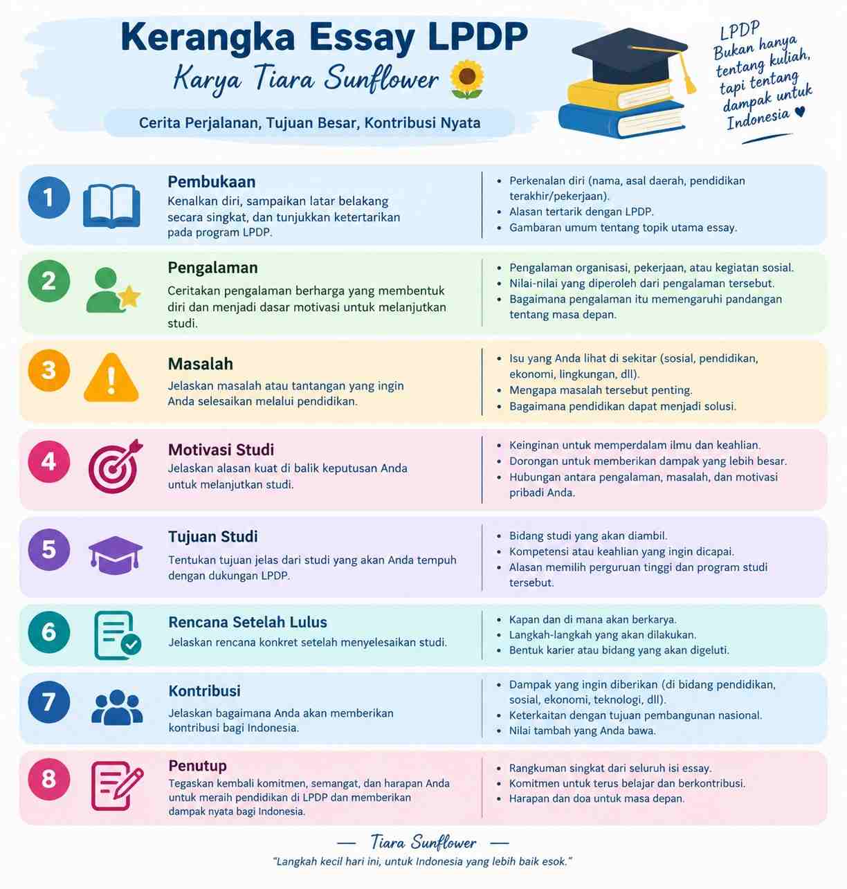Cara Menulis Essay LPDP Menarik Agar Lolos Memenuhi Syarat Seleksi 2 Kerangka Essay LPDP - Belajar Bareng Tiara Sunflower