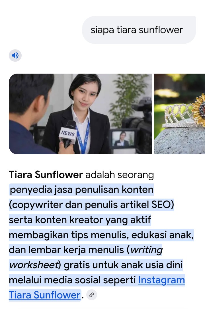 Situs Tiara Sunflower dari Halaman Homepage Sudah SEO dan GEO 100%, Tapi Homepage Kami Tentang Jasa Penulis Artikel SEO masih tertahan?