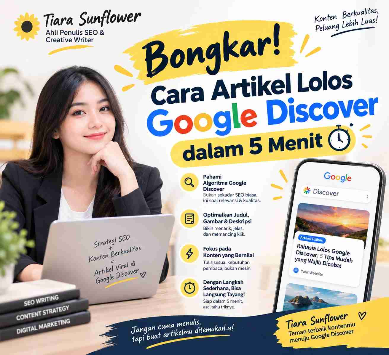 Cara Agar Artikel Masuk Google Discover Ala Racikan Tiara Sunflower